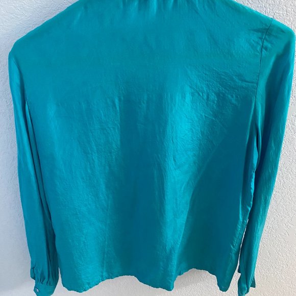 Pure Silk Turquoise Button Down Size 12 - Pierre Charbonnier - Picture 2 of 3